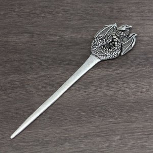 Шпилька для волос, "Летающий дракон", цвет серебро (бижутерия)