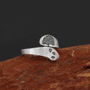Женское регулируемое кольцо "Древо жизни", цвет серебро (бижутерия)