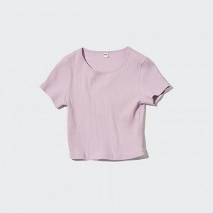 UNIQLO — укороченная футболка в рубчик - 10 PINK