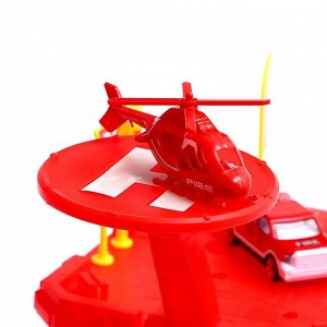 Парковка «Пожарная станция», с металлическими машинкой и вертолётом