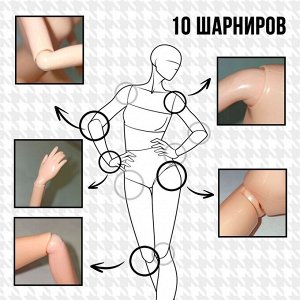 Кукла-модель шарнирная «Высокая мода», бирюзовый стиль