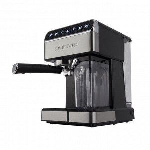 Кофеварка Polaris PCM 1535E, рожковая, 1400 Вт, капучинатор, серебристо-чёрная