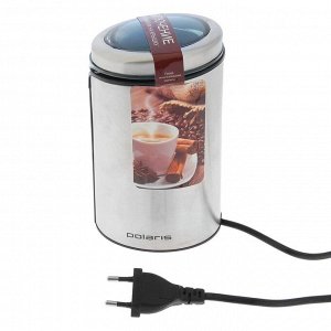 Кофемолка Polaris PCG 0815A, электрическая, ножевая, 150 Вт, 70 г, серебристая