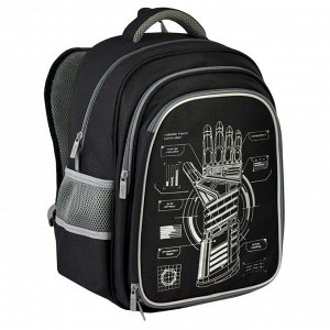 Рюкзак школьный, Феникс+, 29х38.5х13.5 см, полиэстер, печать серебристой краской, 2 отделение (-я)