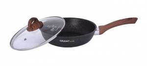 Сковорода антипригарная литая 26см стеклянная крышка Granit ultra original ТМ KUKMARA