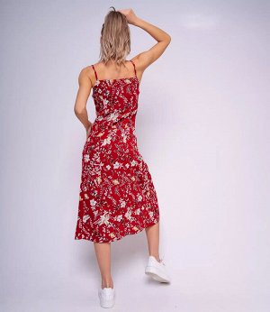 Платье #ОБШ1443-1, красный, белый