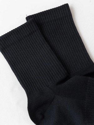 Спортивные высокие мужские носки из пряжи Coolmax® черного цвета (1 упаковка по 5 пар)