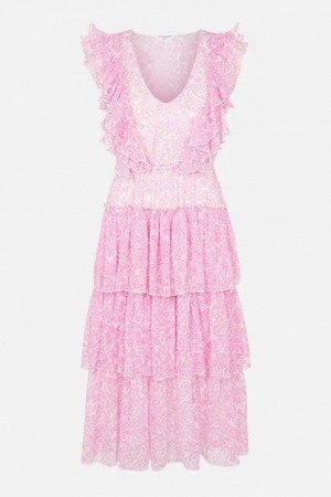 Розовое платье-миди с рюшами Accessorize