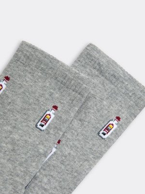 Носки мужские серые с рисунком в виде бутылочек (1 упаковка по 5 пар)