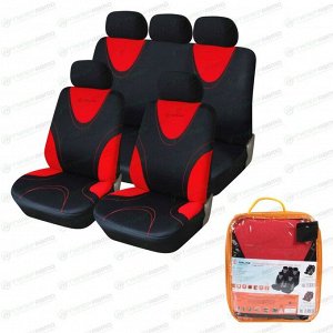 Чехлы Airline RS-1k для передних и задних сидений, полиэстер, черный/красный цвет, 9 предметов