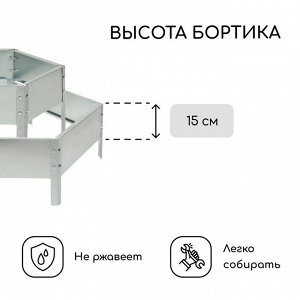 Клумба оцинкованная, 2 яруса, d = 60–100 см, h = 30 см, серая, Greengo