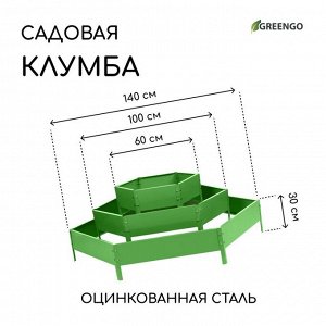 Клумба оцинкованная, 3 яруса, d = 60–100–140 см, h = 45 см, зелёная, Greengo