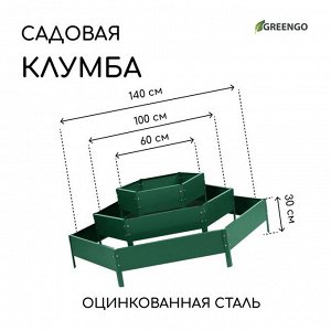 Клумба оцинкованная, 3 яруса, d = 60–100–140 см, h = 45 см, зелёная, Greengo