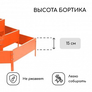 Клумба оцинкованная, 3 яруса, d = 60–100–140 см, h = 45 см, оранжевая, Greengo