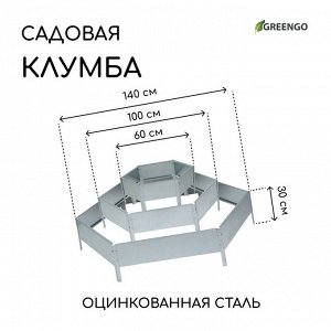 Клумба оцинкованная, 3 яруса, d = 60–100–140 см, h = 45 см, Greengo