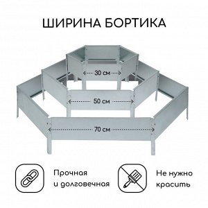 Клумба оцинкованная, 3 яруса, d = 60–100–140 см, h = 45 см, Greengo