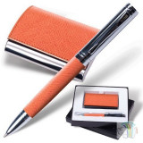 Набор GALANT "Prestige Collection", ручка, визитница, оранжевый, "фактурная кожа", подарочная кор