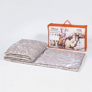 Одеяло облегченное 140х205 см, шерсть верблюда, ткань тик, п/э 100%