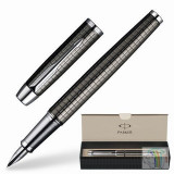 Ручка перьевая PARKER IM Premium "Dark Grey", корпус вороненая сталь, латунь, хромиров. детали, синяя