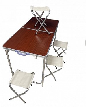 Складной туристический стол и 4 стула Folding Table / 120 х 60 х 70 см