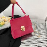 Женская однотонная сумка-сэтчел, на декоративном замке, цвет малиновый