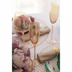 Набор бокалов стеклянных для шампанского Magistro «Иллюзия», 180 мл, 5,5?27,5 см, 2 шт, цвет бронзовый