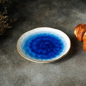 Тарелка фарфоровая Доляна «Космос», d=21,2 см, цвет синий