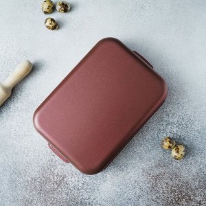 Противень Доляна Promo, 19х25 см, h=5,5 см, антипригарное покрытие, цвет бордовый