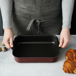 Противень Доляна Promo, 19х25 см, h=5,5 см, антипригарное покрытие, цвет бордовый