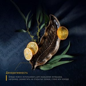 Блюдо для фруктов Доляна «Винтажный лист», 28*10 см, цвет бронзовый