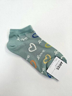 Носки женские укороченные ЗЕЛЕНЫЕ, Love. Корея