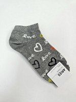 Носки женские укороченные СЕРЫЕ, Love. Корея