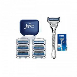 Набор Gillette Skinguard sensitive станок с 6 кассетами + чехол для бритвы