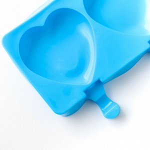 Форма для мороженого «Сердца», 37x15x2,5 см, 4 ячейки (9,2x8,4 см), цвет МИКС