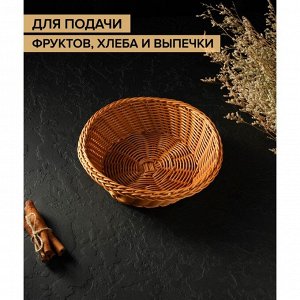 Корзинка для фруктов и хлеба Доляна «Капучино», 21?7 см, пластик, плетёная, коричневая