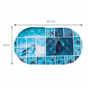 Коврик в ванну и душевую с присосками противоскользящий "Bubbles" 38x69 см (Дельфины)