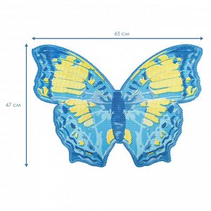 Коврик для ванной комнаты и туалета  "Бабочка" 65х47 см (сине-желтый)