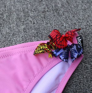 Раздельный розовый купальник с бабочками