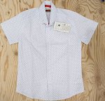 Рубашка детская короткий рукав хлопок цвет Белый с голубым узором (Тимошка)