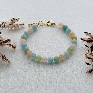 Браслет из Берилла, Аквамарина и Морганита
