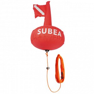 Буй для подводной охоты сигнальный герметичный красно-оранжевый SPF 100 Subea