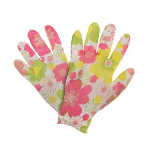 Перчатки нейлоновые «Цветок», с нитриловым обливом, размер 9