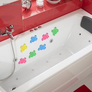 Набор мини-ковриков для ванны на присосках Доляна «Краб», 9?12 см, 6 шт, цвет МИКС
