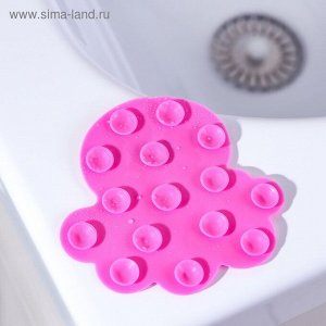 Набор мини-ковриков для ванны на присосках Доляна «Медуза», 11?12 см, 6 шт, цвет МИКС