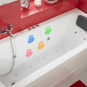 Набор мини-ковриков для ванны на присосках Доляна «Медуза», 11?12 см, 6 шт, цвет МИКС