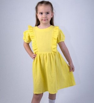 Платье для девочки из муслина короткий рукав хлопок цвет Жёлтый (Тимошка)