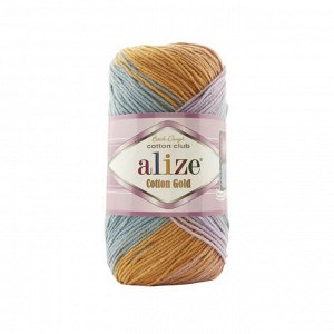 Пряжа Alize Cotton Gold Batik №7794 синий/сирень/желт/хаки