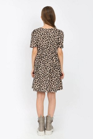 Платье для девочки Леопард короткий рукав-фонарик арт. ПЛ-372