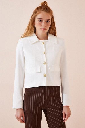 Женский белый укороченный пиджак TO00046