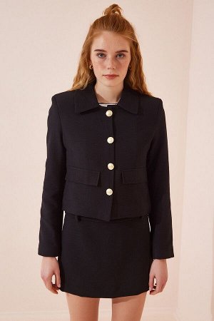 Женский черный укороченный пиджак TO00046